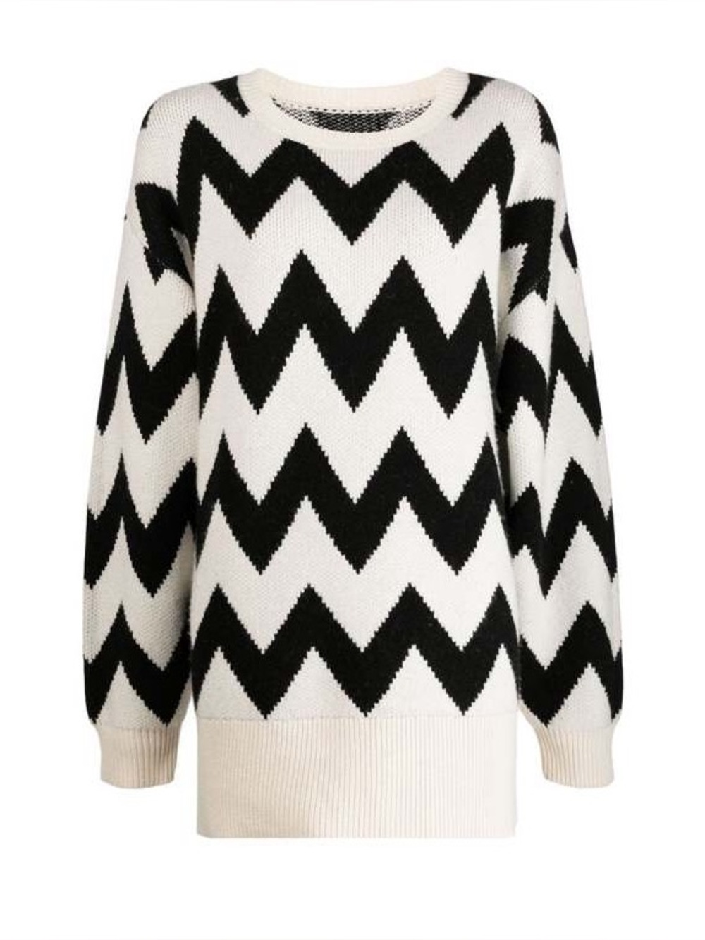 CYNTHIA ROWLEY CHUNKY CHEVRON SWEATER - BLACK/WHITE